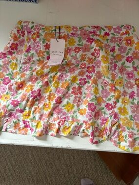 Miss Selfridge White Mini Skirt with Pink, Yellow & Orange Floral Print